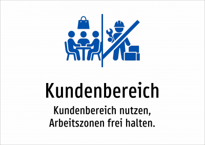 Kundenbereich - Kundenbereich nutzen, Arbeitszonen frei halten.
