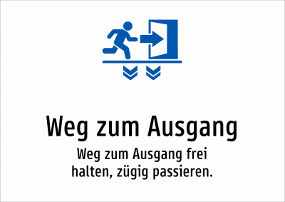 Weg zum Ausgang - Weg zum Ausgang frei halten, zügig passieren.