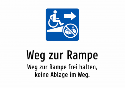 Weg zur Rampe - Weg zur Rampe frei halten, keine Ablage im Weg.