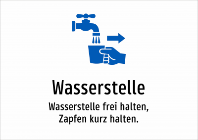 Wasserstelle - Wasserstelle frei halten, Zapfen kurz halten.