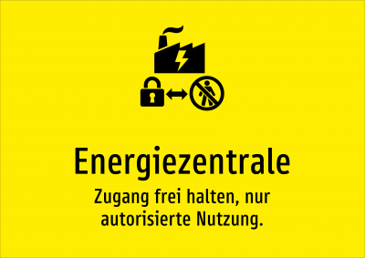 Energiezentrale - Zugang frei halten, nur autorisierte Nutzung.