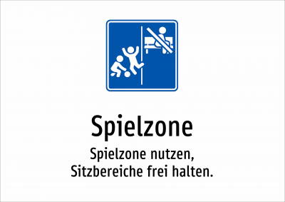 Spielzone - Spielzone nutzen, Sitzbereiche frei halten.