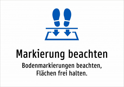 Markierung beachten - Bodenmarkierungen beachten, Flächen frei halten.