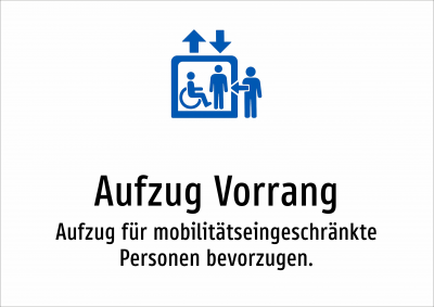 Aufzug Vorrang - Aufzug für mobilitätseingeschränkte Personen bevorzugen.