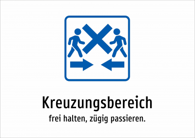 Kreuzungsbereich - frei halten, zügig passieren.
