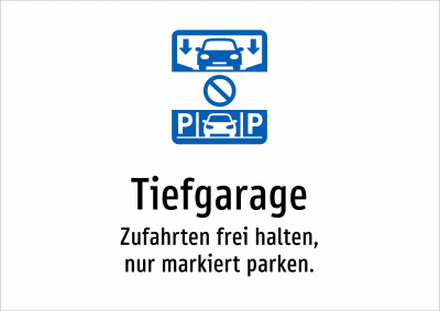 Tiefgarage - Zufahrten frei halten, nur markiert parken.