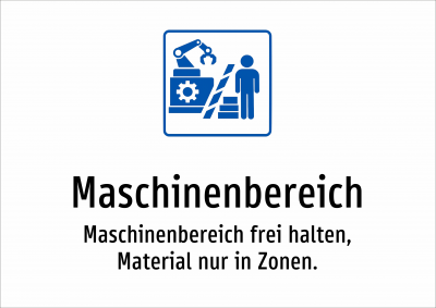 Maschinenbereich - Maschinenbereich frei halten, Material nur in Zonen.