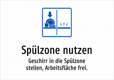 Spülzone nutzen - Geschirr in die Spülzone stellen, Arbeitsfläche frei.
