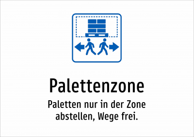Palettenzone - Paletten nur in der Zone abstellen, Wege frei.