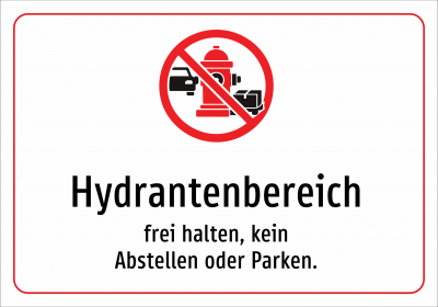 Hydrantenbereich - frei halten, kein Abstellen oder Parken.