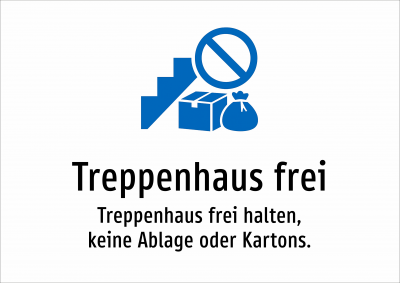 Treppenhaus frei - Treppenhaus frei halten, keine Ablage oder Kartons.