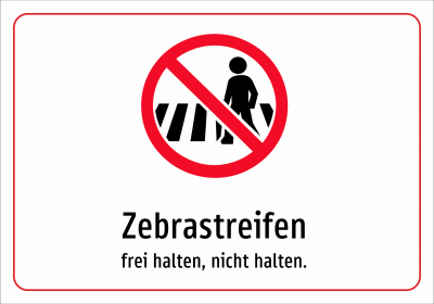 Zebrastreifen - frei halten, nicht halten.