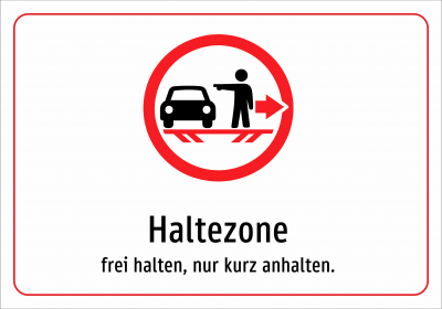 Haltezone - frei halten, nur kurz anhalten.
