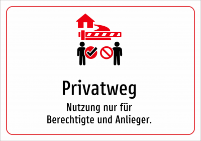 Privatweg - Nutzung nur für Berechtigte und Anlieger.