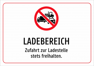 LADEBEREICH - Zufahrt zur Ladestelle stets freihalten.