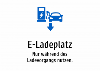E-Ladeplatz - Nur während des Ladevorgangs nutzen.