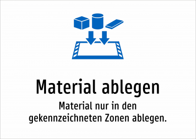 Material ablegen - Material nur in den gekennzeichneten Zonen ablegen.