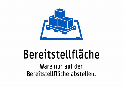 Bereitstellfläche - Ware nur auf der Bereitstellfläche abstellen.