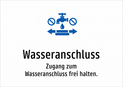Wasseranschluss - Zugang zum Wasseranschluss frei halten.