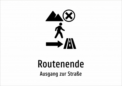 Routenende - Ausgang zur Straße