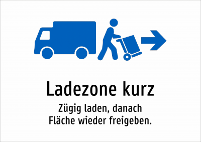 Ladezone kurz - Zügig laden, danach Fläche wieder freigeben.