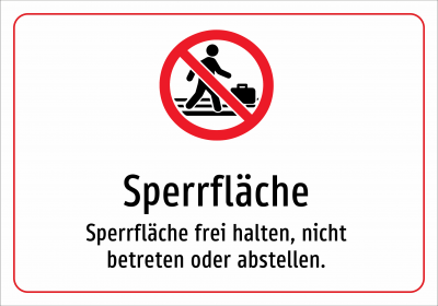 Sperrfläche - Sperrfläche frei halten, nicht betreten oder abstellen.