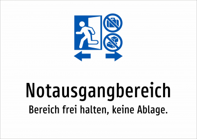 Notausgangbereich - Bereich frei halten, keine Ablage.