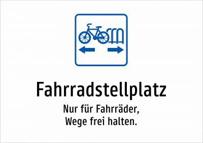 Fahrradstellplatz - Nur für Fahrräder, Wege frei halten.