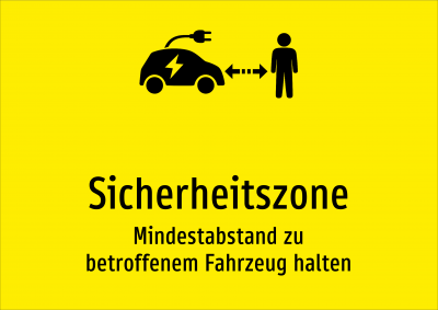 Sicherheitszone - Mindestabstand zu betroffenem Fahrzeug halten