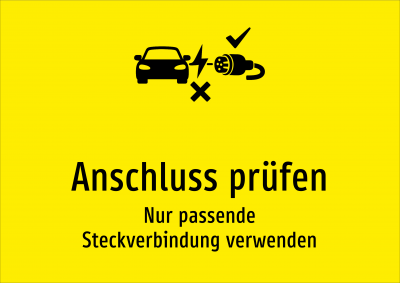 Anschluss prüfen - Nur passende Steckverbindung verwenden