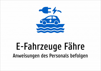 E-Fahrzeuge Fähre - Anweisungen des Personals befolgen