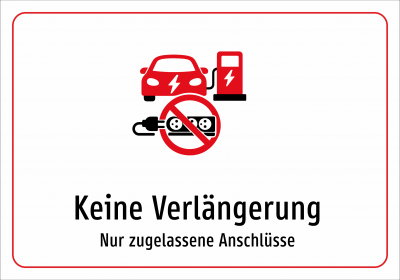 Keine Verlängerung - Nur zugelassene Anschlüsse