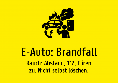 E-Auto: Brandfall - Rauch: Abstand, 112, Türen zu. Nicht selbst löschen.