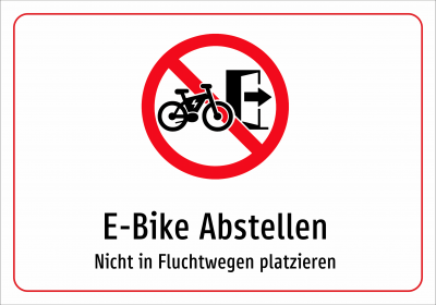 E-Bike Abstellen - Nicht in Fluchtwegen platzieren