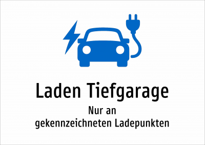 Laden Tiefgarage - Nur an gekennzeichneten Ladepunkten