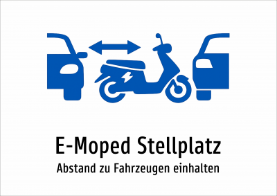 E-Moped Stellplatz - Abstand zu Fahrzeugen einhalten