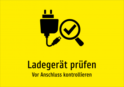 Ladegerät prüfen - Vor Anschluss kontrollieren