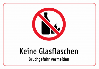 Keine Glasflaschen - Bruchgefahr vermeiden