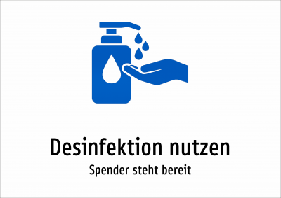 Desinfektion nutzen - Spender steht bereit