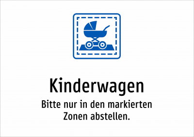 Kinderwagen - Bitte nur in den markierten Zonen abstellen.