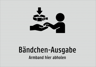 Bändchen-Ausgabe - Armband hier abholen