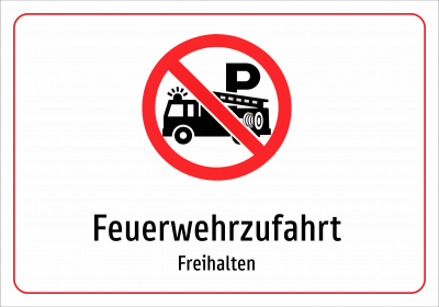 Feuerwehrzufahrt - Freihalten