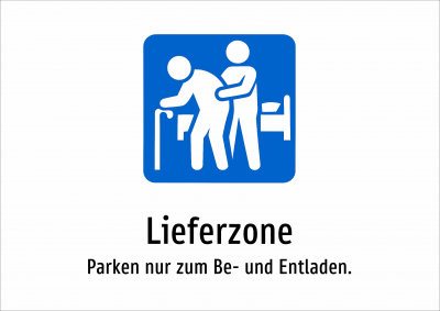 Lieferzone - Parken nur zum Be- und Entladen.