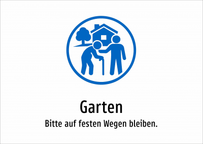 Garten - Bitte auf festen Wegen bleiben.