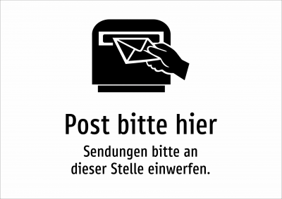 Post bitte hier - Sendungen bitte an dieser Stelle einwerfen.