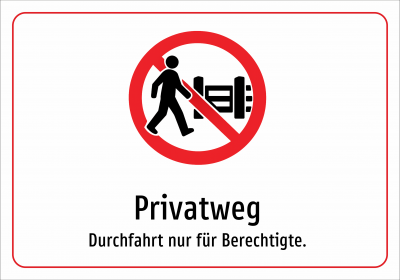Privatweg - Durchfahrt nur für Berechtigte.