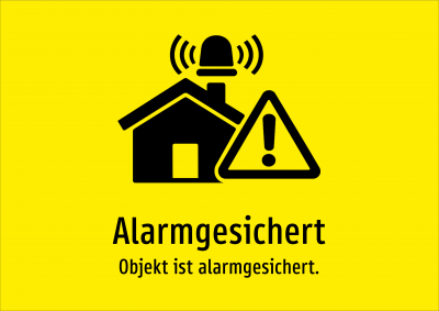 Alarmgesichert - Objekt ist alarmgesichert.