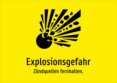 Explosionsgefahr - Zündquellen fernhalten.