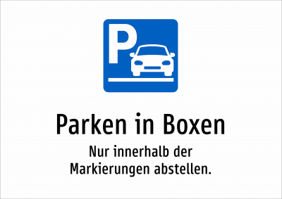 Parken in Boxen - Nur innerhalb der Markierungen abstellen.