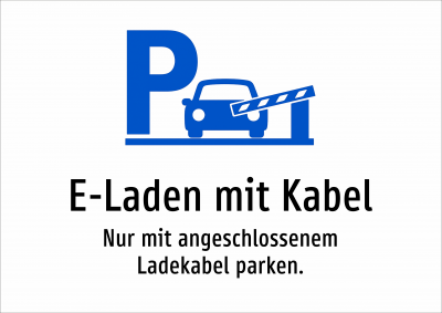 E-Laden mit Kabel - Nur mit angeschlossenem Ladekabel parken.